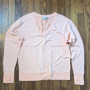 Athleta Sunrise V-neck sweatshirt, NWOT, Medium, Peach
